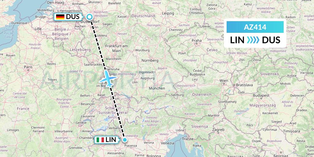 AZ414 ITA Airways Flight Map: Milan to Dusseldorf