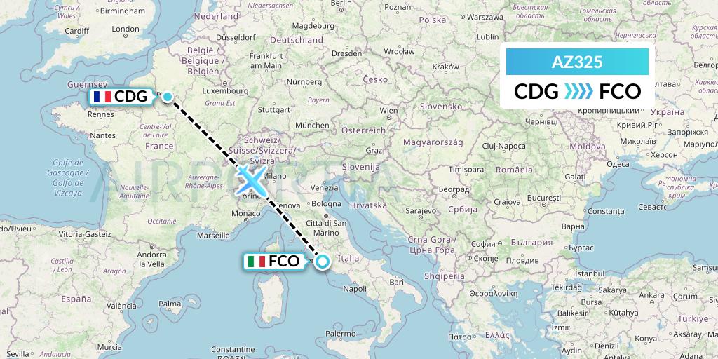 AZ325 ITA Airways Flight Map: Paris to Rome