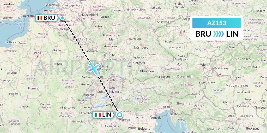 AZ153 ITA Airways Flight Map: Brussels to Milan