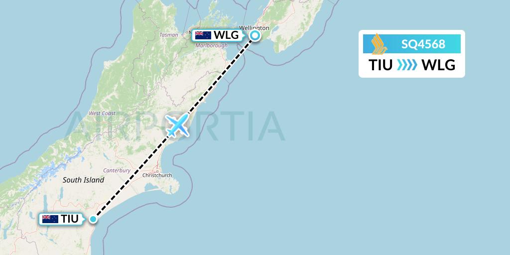 SQ4568 Singapore Airlines Flight Map: Timaru to Wellington