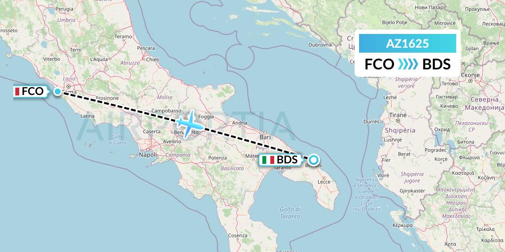 AZ1625 Flight Status ITA Airways: Rome to Brindisi (ITY1625)