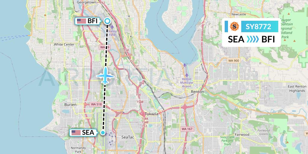 SY8772 Sun Country Airlines Flight Map: Seattle to Seattle