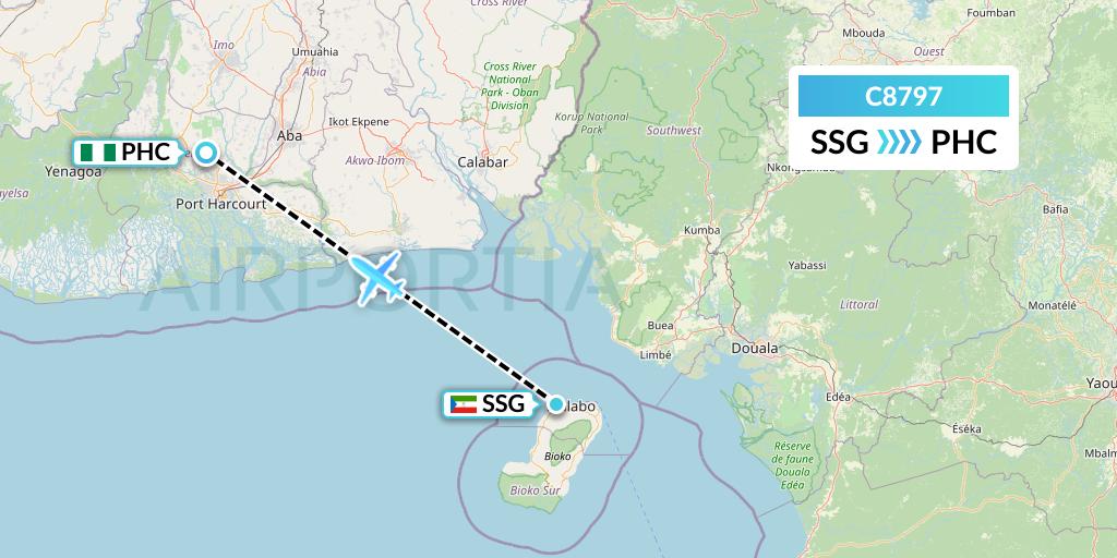 C8797 Cronos Airlines Flight Map: Malabo to Port Harcourt