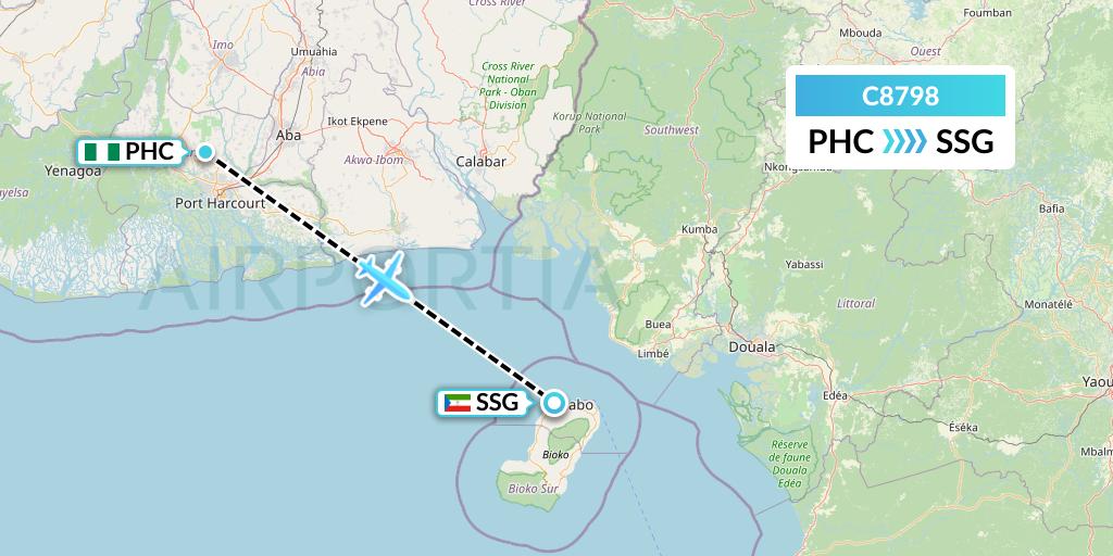 C8798 Cronos Airlines Flight Map: Port Harcourt to Malabo