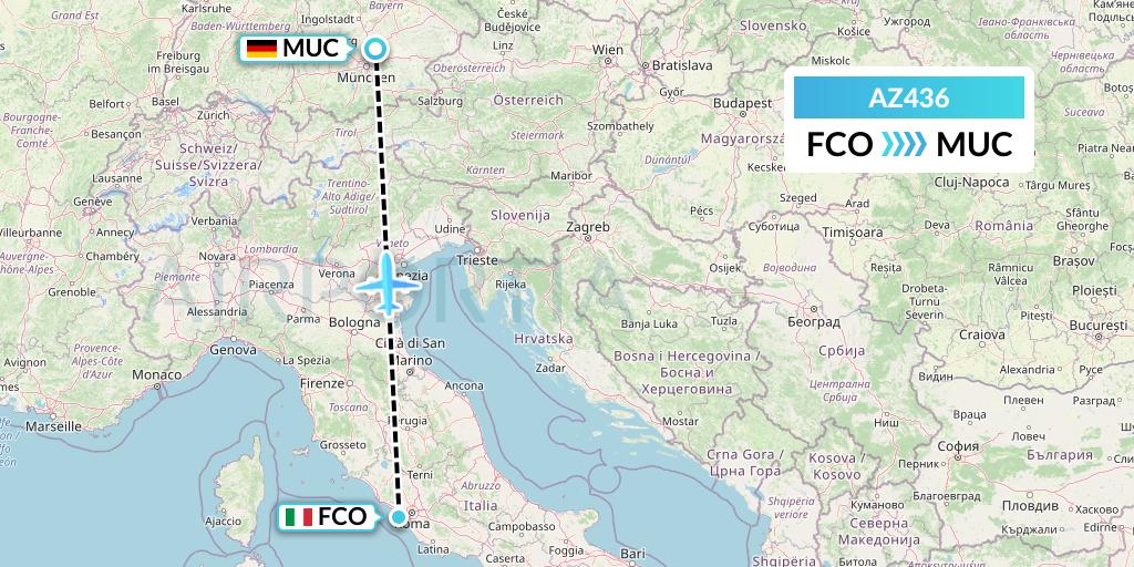 AZ436 ITA Airways Flight Map: Rome to Munich
