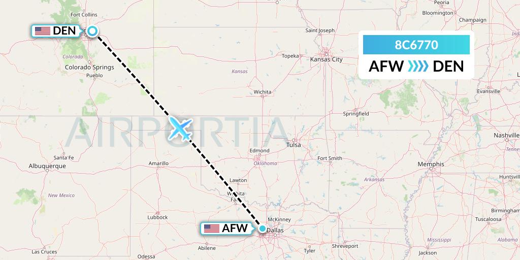 8C6770 Air Transport International Flight Map: Fort Worth to Denver