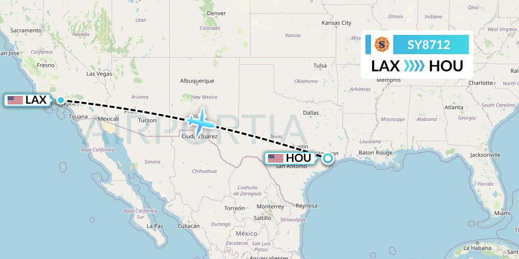 SY8712 Sun Country Airlines Flight Map: Los Angeles to Houston