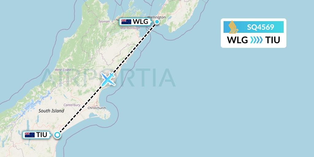 SQ4569 Singapore Airlines Flight Map: Wellington to Timaru