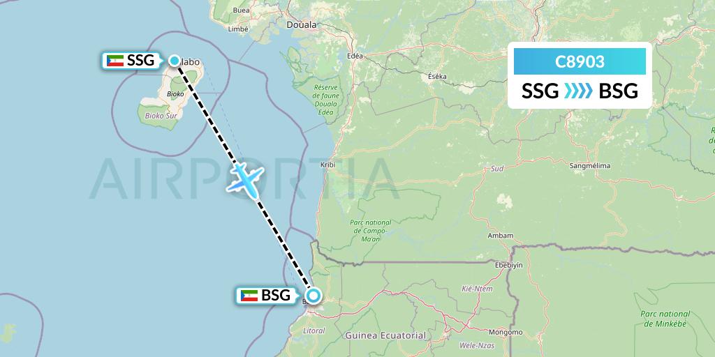 C8903 Cronos Airlines Flight Map: Malabo to Bata
