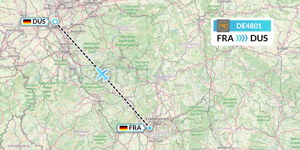 DE4801 Condor Flight Map: Frankfurt to Dusseldorf