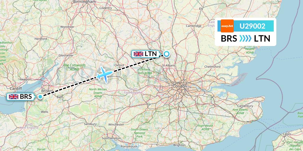 U29002 EasyJet Flight Map: Bristol to London
