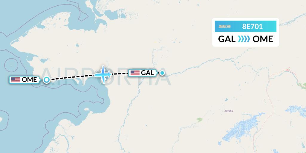 8E701 Bering Air Flight Map: Galena to Nome