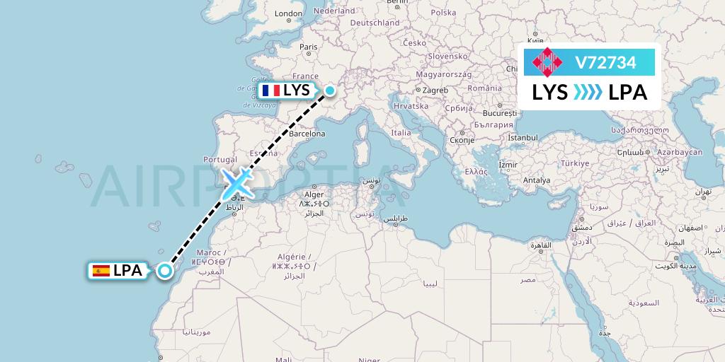 V72734 Flight Status Volotea Lyon to Las Palmas (VOE2734)
