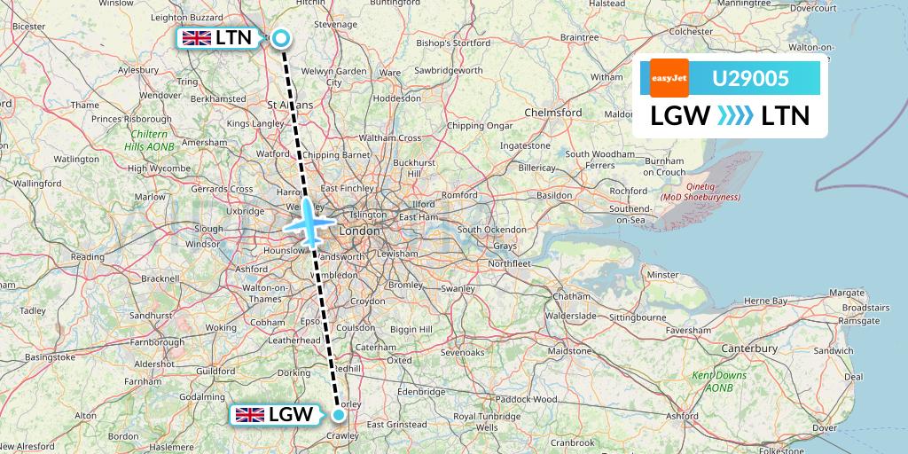 U29005 EasyJet Flight Map: London to London