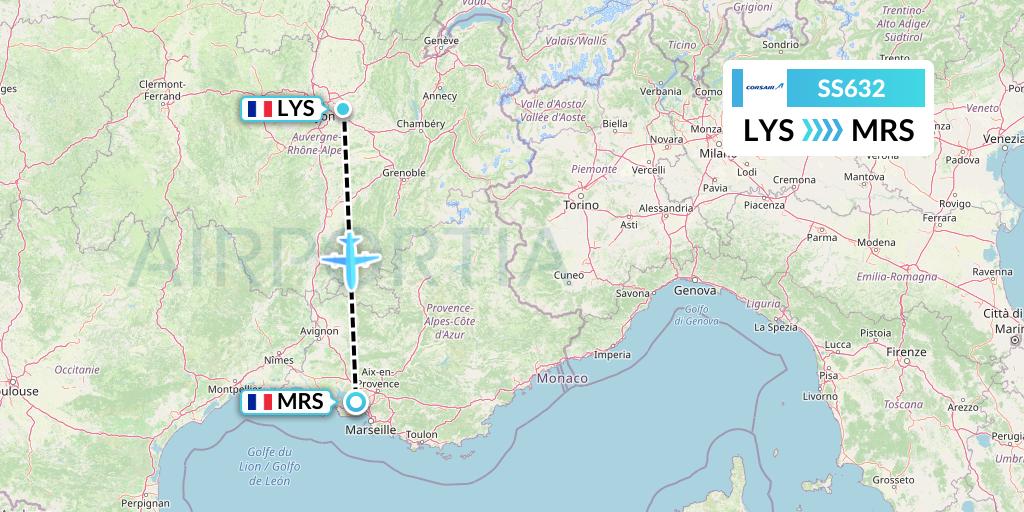 SS632 Corsair Flight Map: Lyon to Marseille