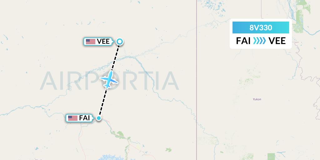 8V330 Wright Air Service Flight Map: Fairbanks to Venetie