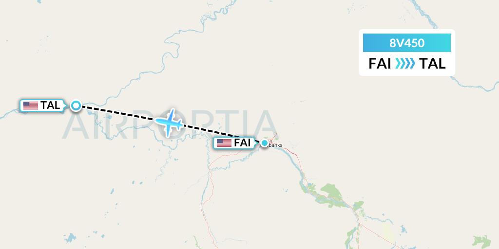 8V450 Wright Air Service Flight Map: Fairbanks to Tanana