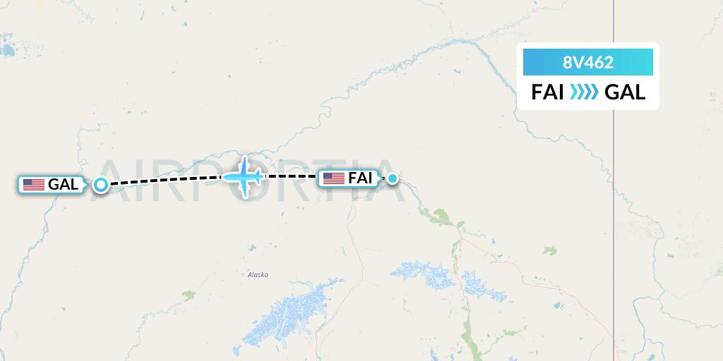 8V462 Wright Air Service Flight Map: Fairbanks to Galena