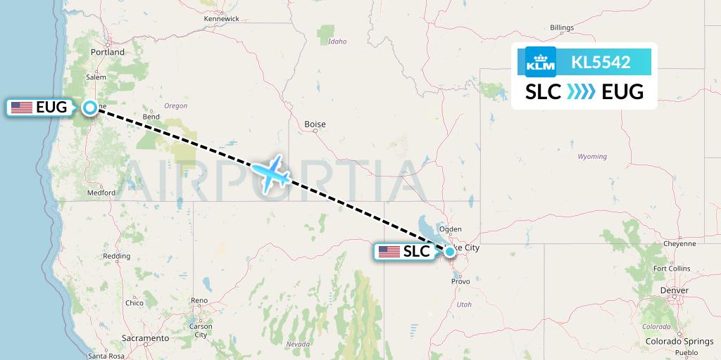 KL5542 Flight Status KLM Salt Lake City to Eugene (KLM5542)