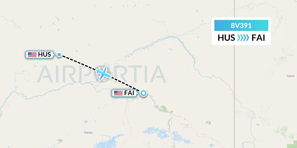 8V391 Wright Air Service Flight Map: Hughes to Fairbanks