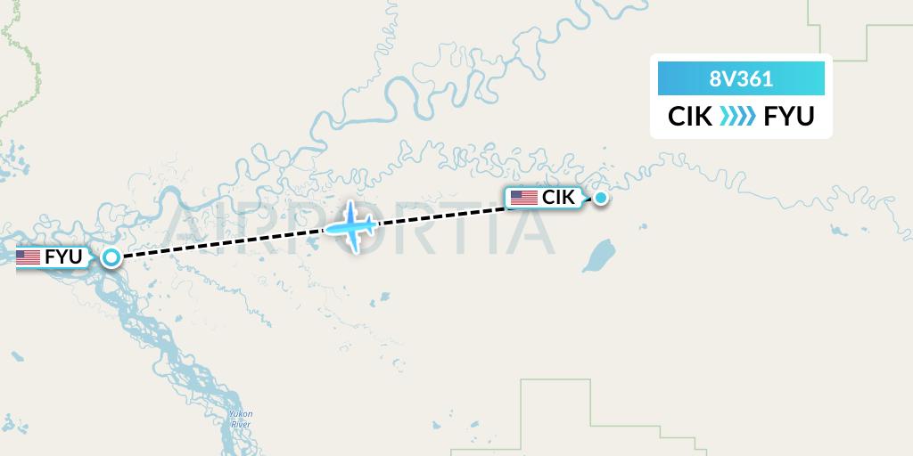 8V361 Wright Air Service Flight Map: Chalkyitsik to Fort Yukon
