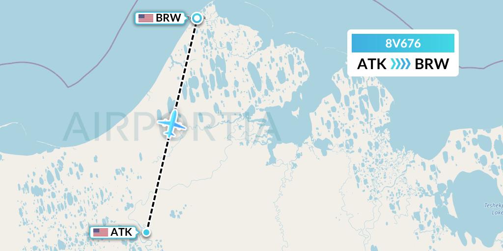 8V676 Wright Air Service Flight Map: Atqasuk to Barrow