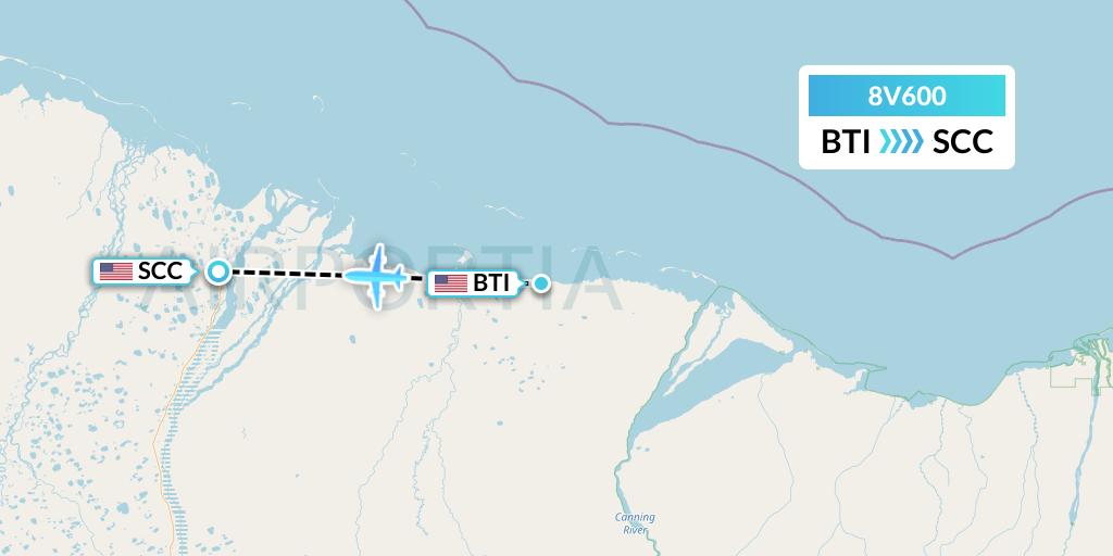 8V600 Wright Air Service Flight Map: Barter Island to Deadhorse