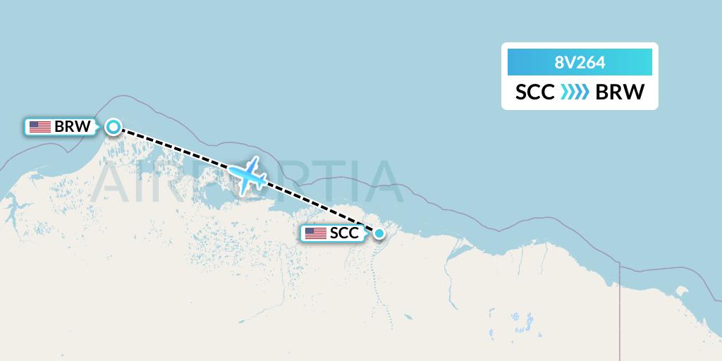 8V264 Wright Air Service Flight Map: Deadhorse to Barrow
