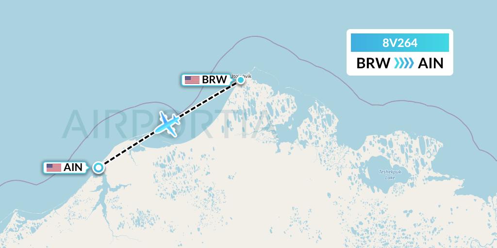 8V264 Wright Air Service Flight Map: Barrow to Wainwright