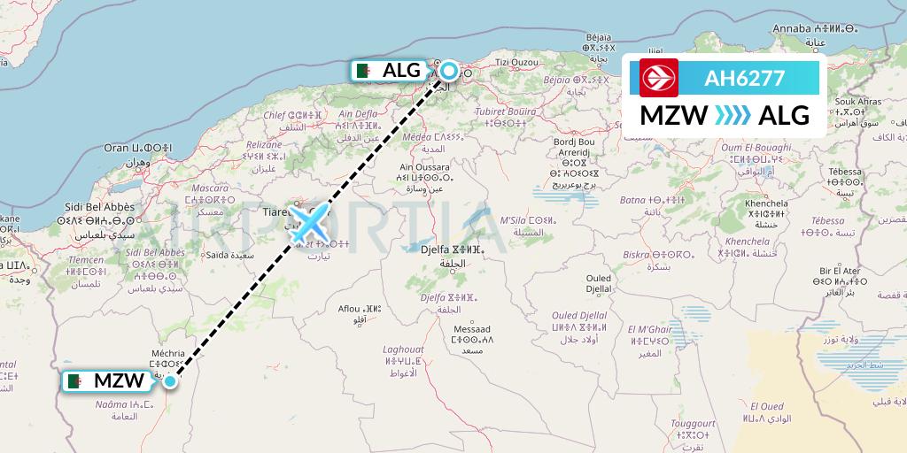 AH6277 Air Algerie Flight Map: Mecheria to Algiers