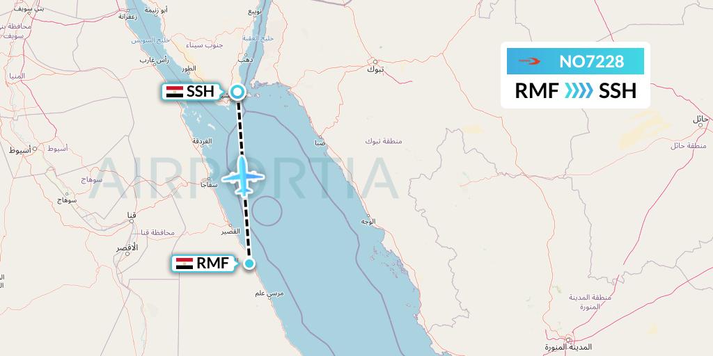 NO7228 Neos Flight Map: Marsa Alam to Sharm el-Sheikh