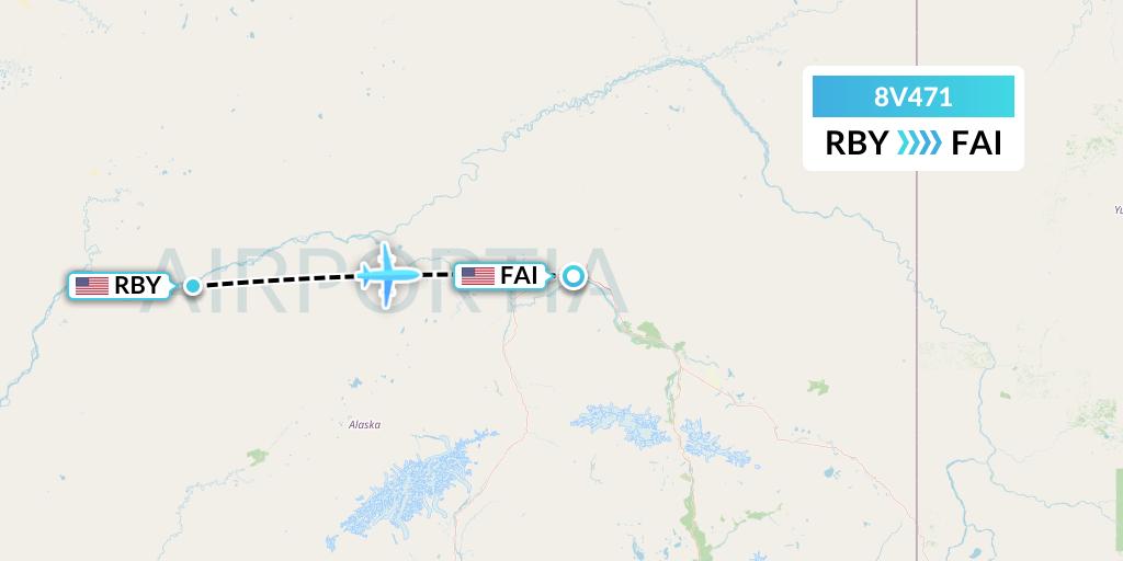8V471 Wright Air Service Flight Map: Ruby to Fairbanks
