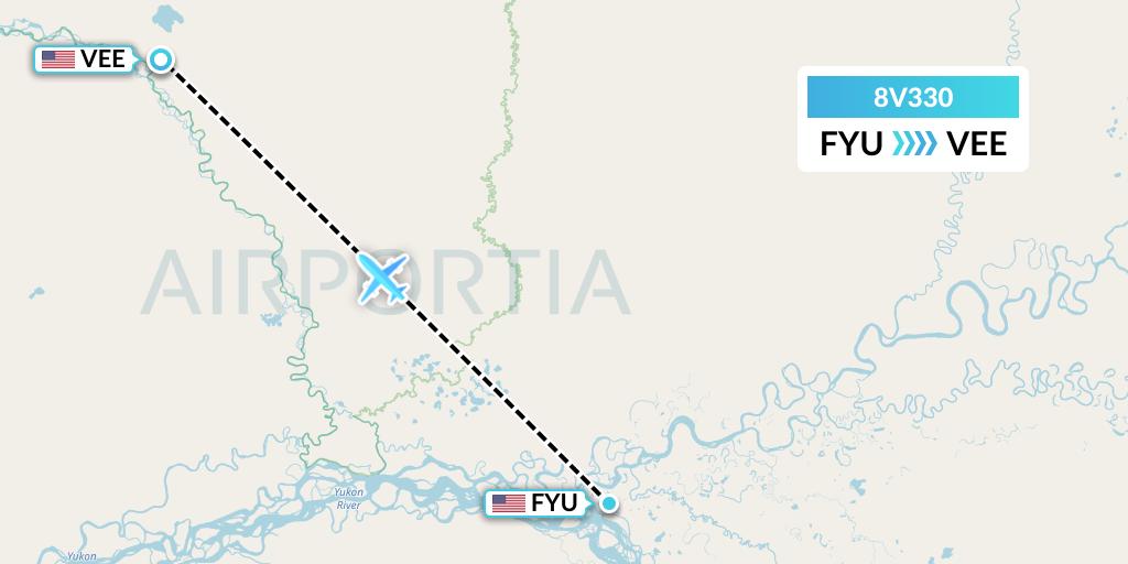 8V330 Wright Air Service Flight Map: Fort Yukon to Venetie
