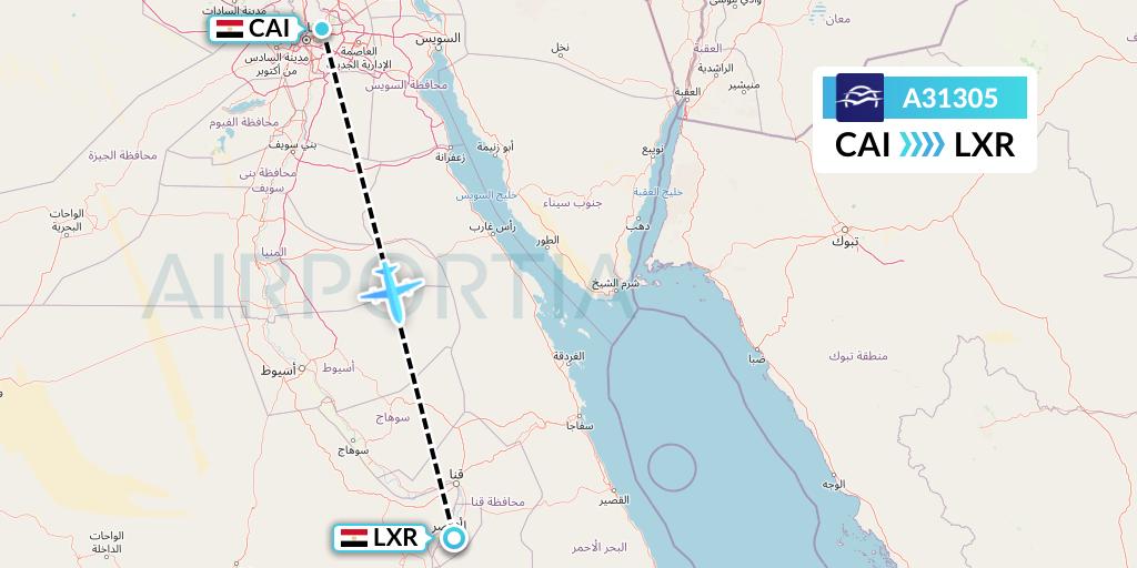 A31305 Aegean Airlines Flight Map: Cairo to Luxor