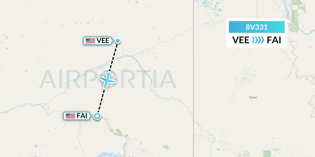 8V331 Wright Air Service Flight Map: Venetie to Fairbanks