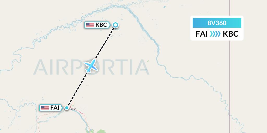 8V360 Wright Air Service Flight Map: Fairbanks to Birch Creek