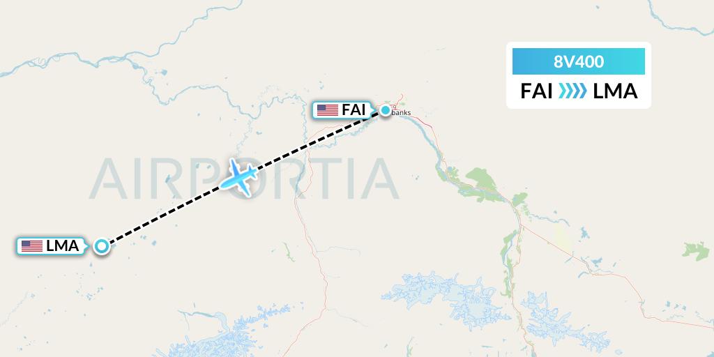 8V400 Wright Air Service Flight Map: Fairbanks to Lake Minchumina