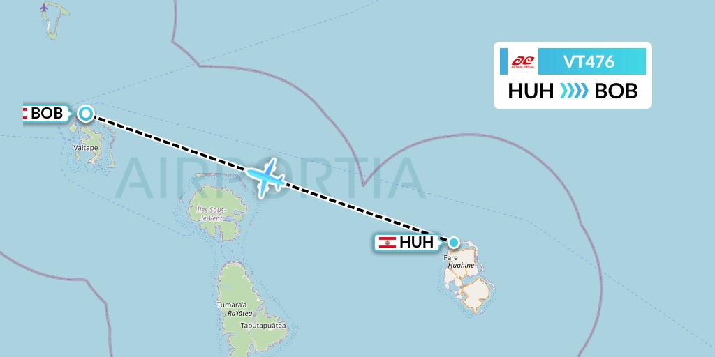 VT476 Air Tahiti Flight Map: Huahine to Bora Bora