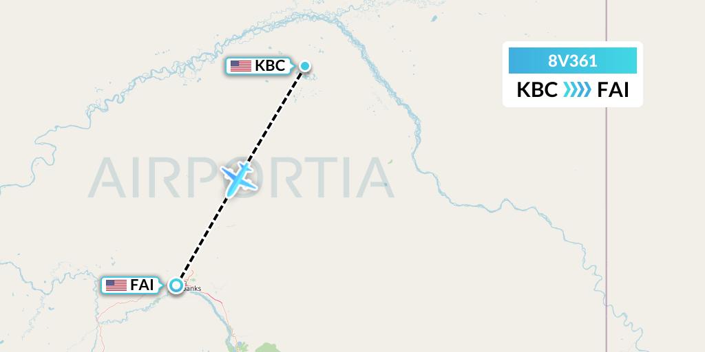 8V361 Wright Air Service Flight Map: Birch Creek to Fairbanks