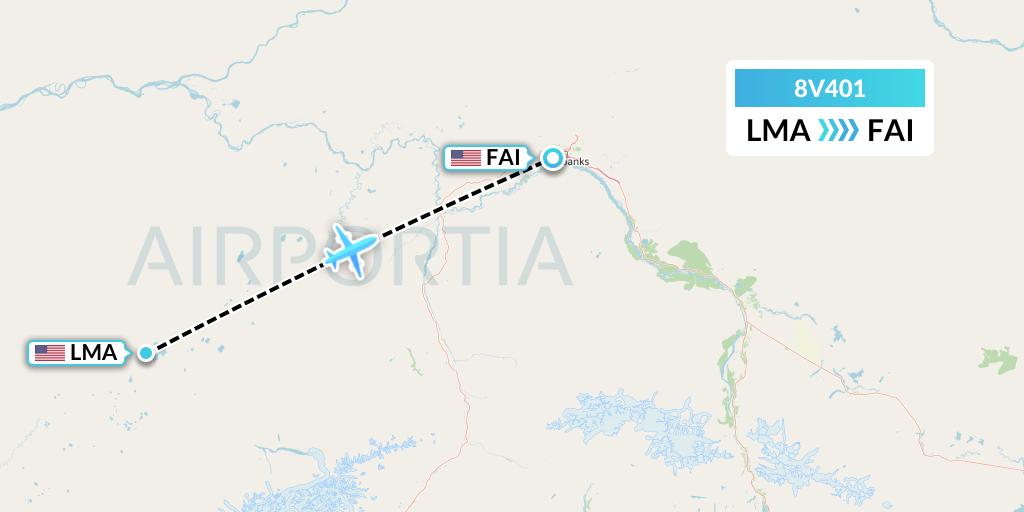 8V401 Wright Air Service Flight Map: Lake Minchumina to Fairbanks