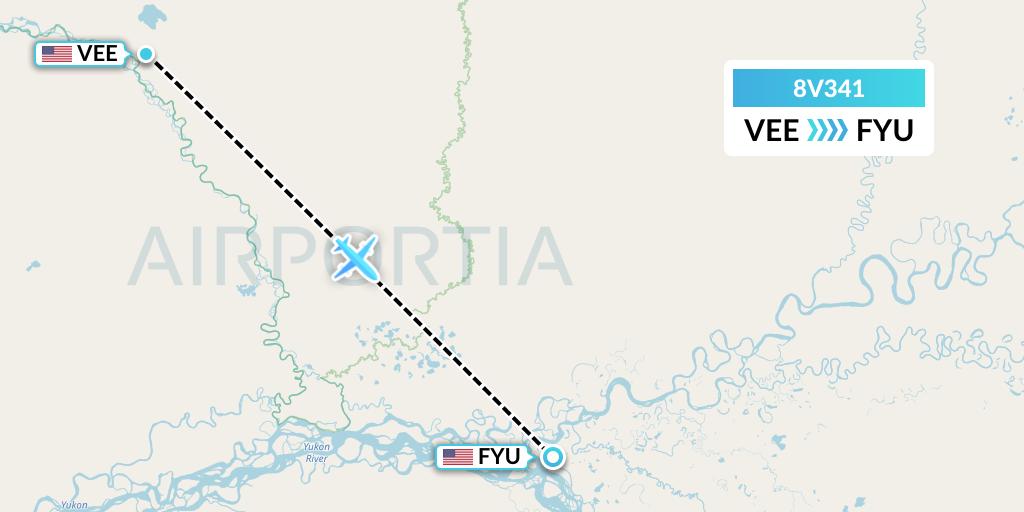 8V341 Wright Air Service Flight Map: Venetie to Fort Yukon