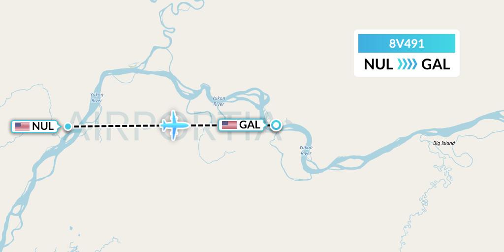 8V491 Wright Air Service Flight Map: Nulato to Galena