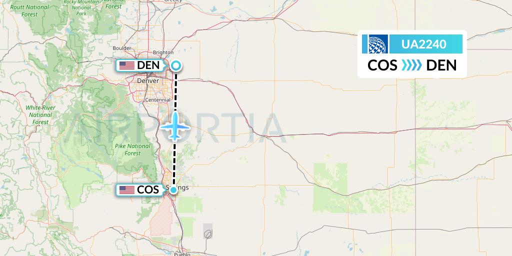 UA2240 United Airlines Flight Map: Colorado Springs to Denver