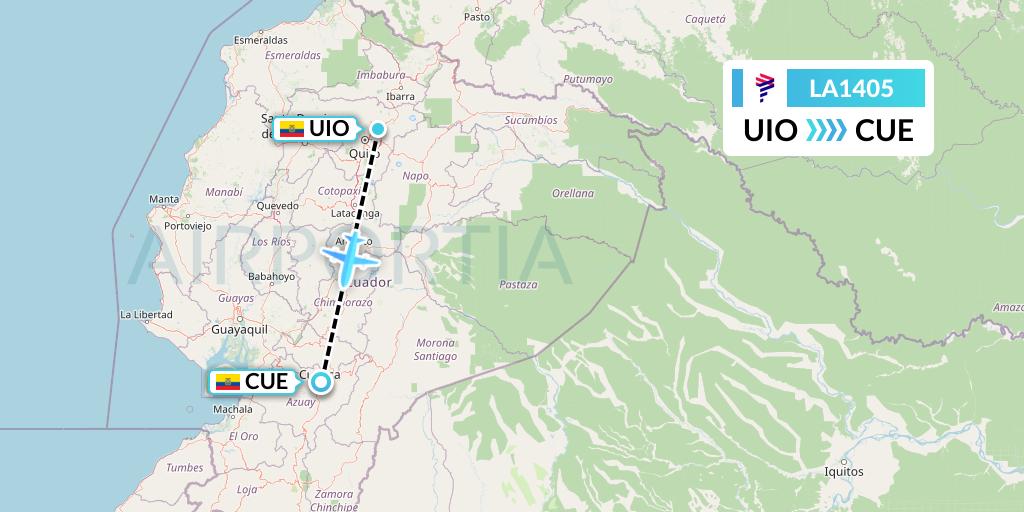 LA1405 LAN Airlines Flight Map: Quito to Cuenca