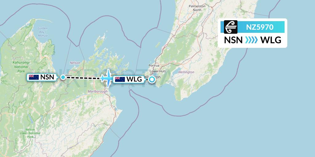 NZ5970 Air New Zealand Flight Map: Nelson to Wellington