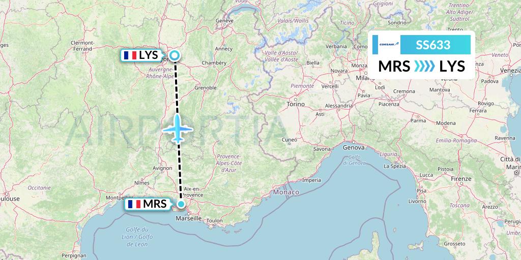 SS633 Corsair Flight Map: Marseille to Lyon
