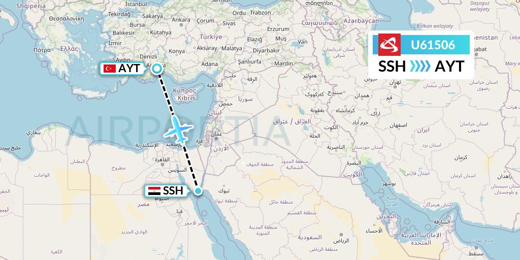 U61506 Ural Airlines Flight Map: Sharm el-Sheikh to Antalya