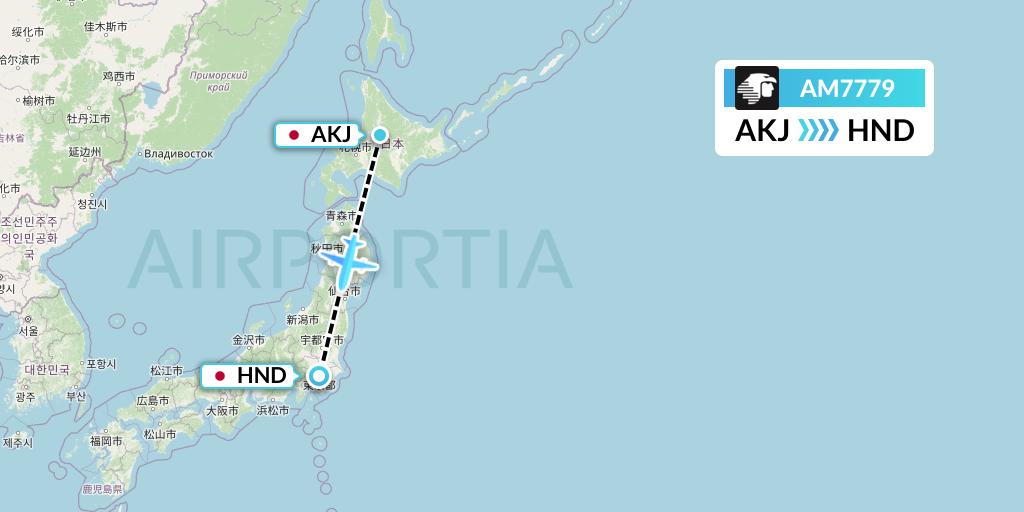 AM7779 Aeromexico Flight Map: Asahikawa to Tokyo