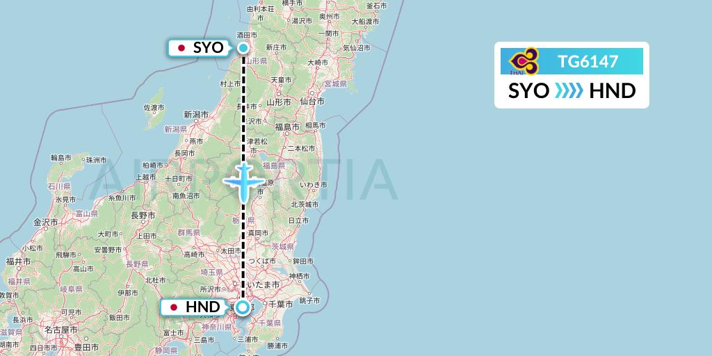 TG6147 Thai Airways Flight Map: Sakata to Tokyo