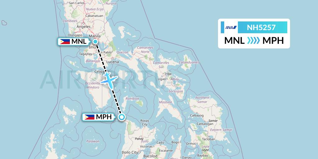 NH5257 All Nippon Airways Flight Map: Manila to Caticlan